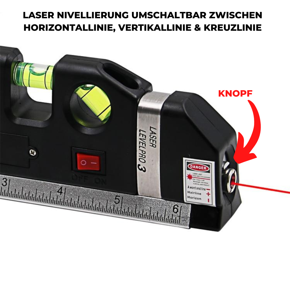 LevelPro 4 IN 1 Wasserwaage & Laser-Nivelliergerät & Maßband