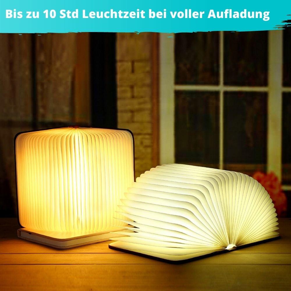 LumoBook - 360° aufklappbare Buchlampe aus Holz