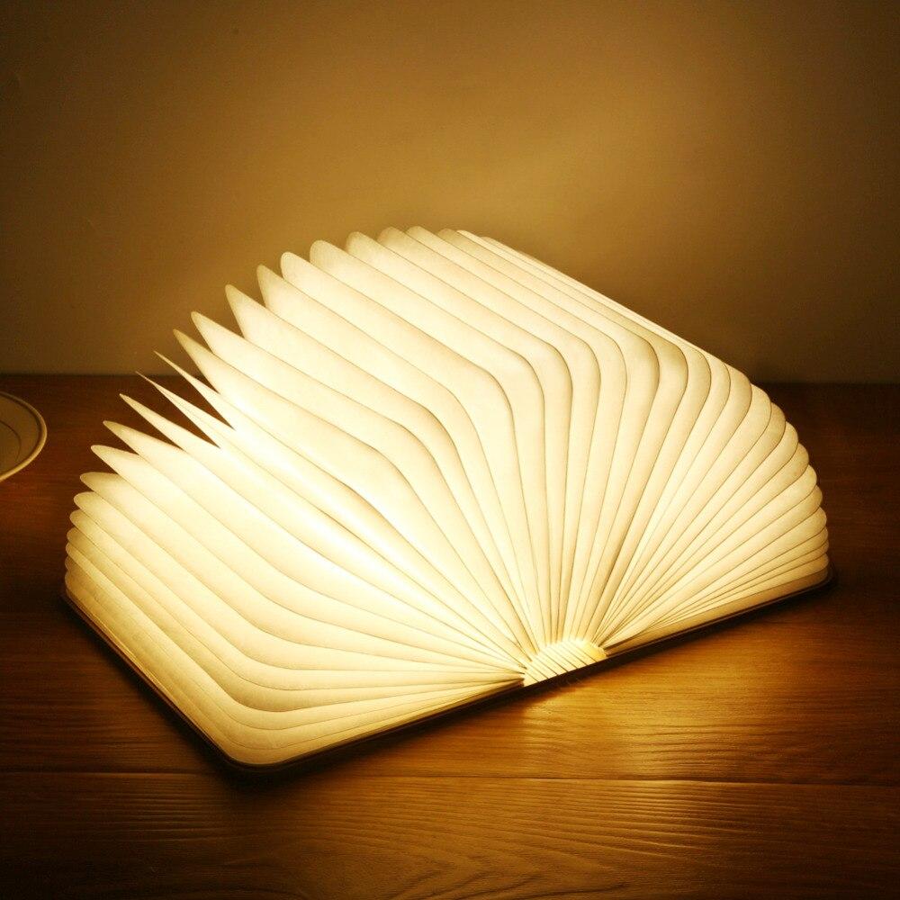 LumoBook - 360° aufklappbare Buchlampe aus Holz