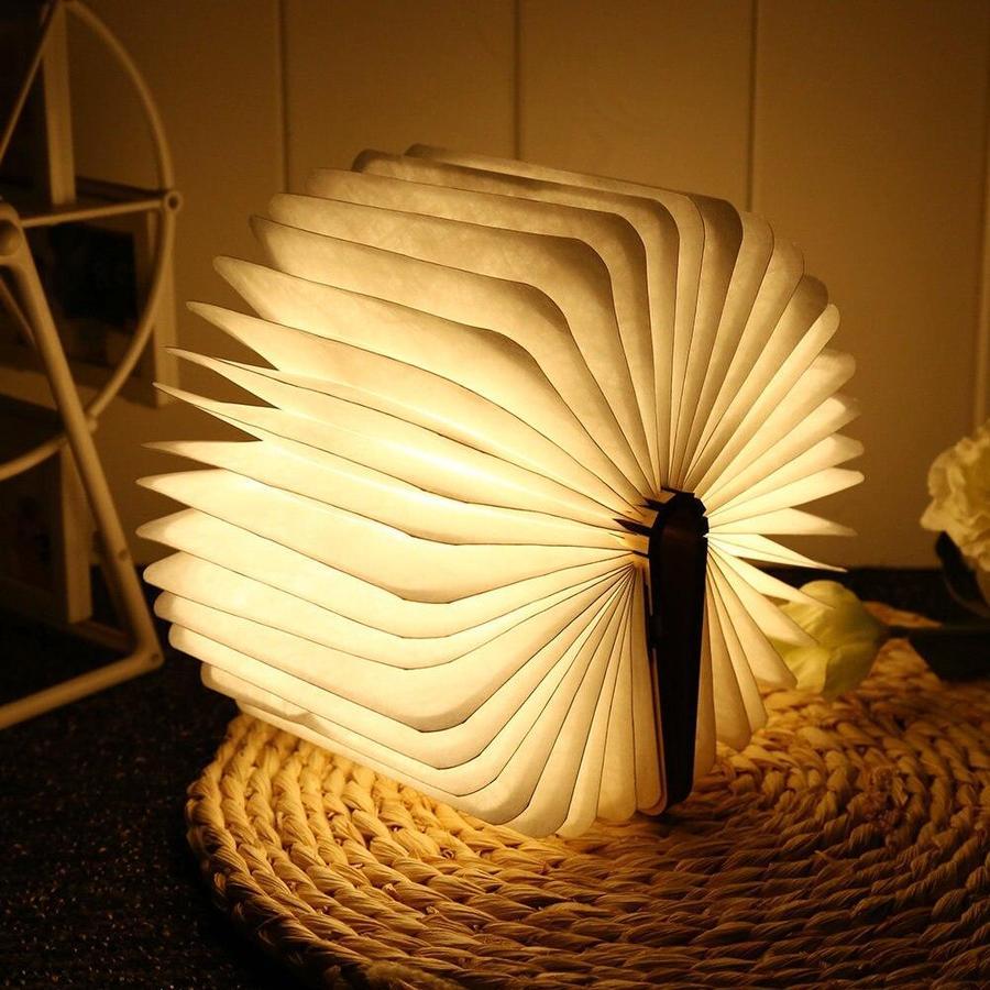 LumoBook - 360° aufklappbare Buchlampe aus Holz