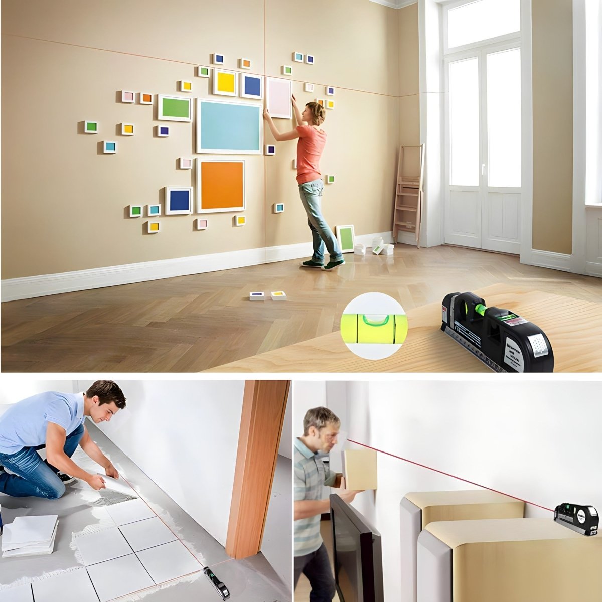 LevelPro 4 IN 1 Wasserwaage & Laser-Nivelliergerät & Maßband