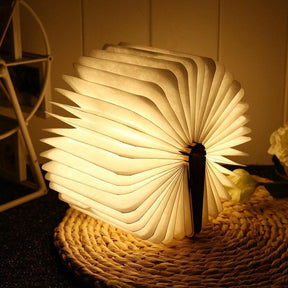 LumoBook - 360° aufklappbare Buchlampe aus Holz